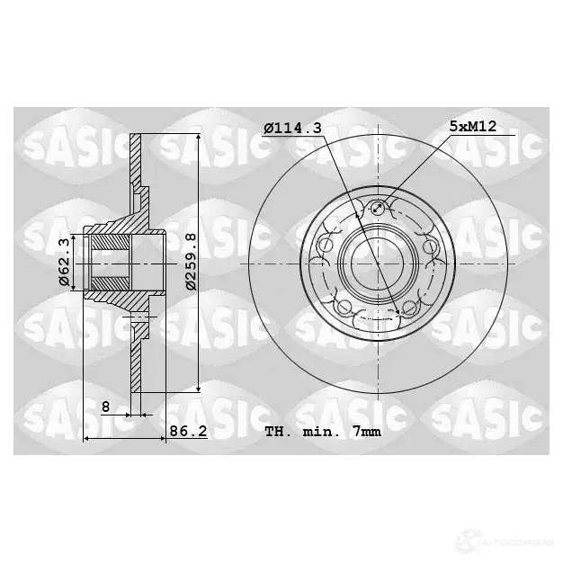 Тормозной диск SASIC AUIU L 2136763 3660872401151 6104035