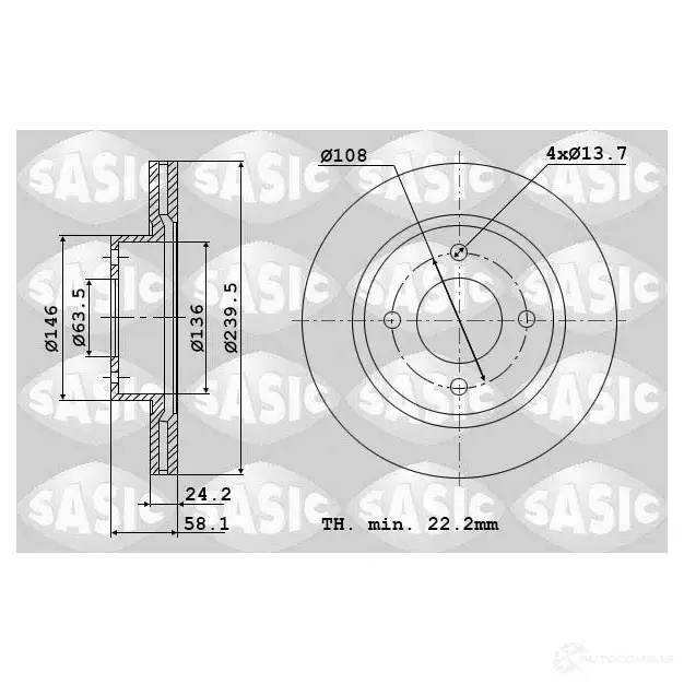 Тормозной диск SASIC IR OQVH 3660872327482 9004306J 2139904 изображение 0