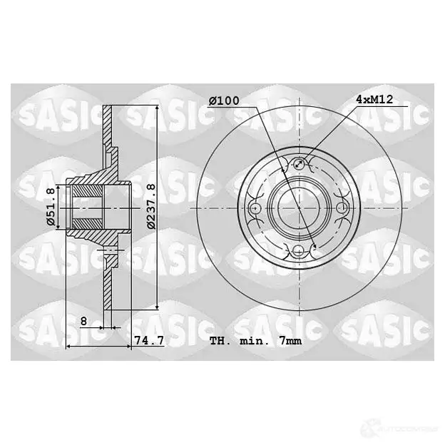 Тормозной диск SASIC 4004287J 3660872313508 6UXC Z 2135998 изображение 0