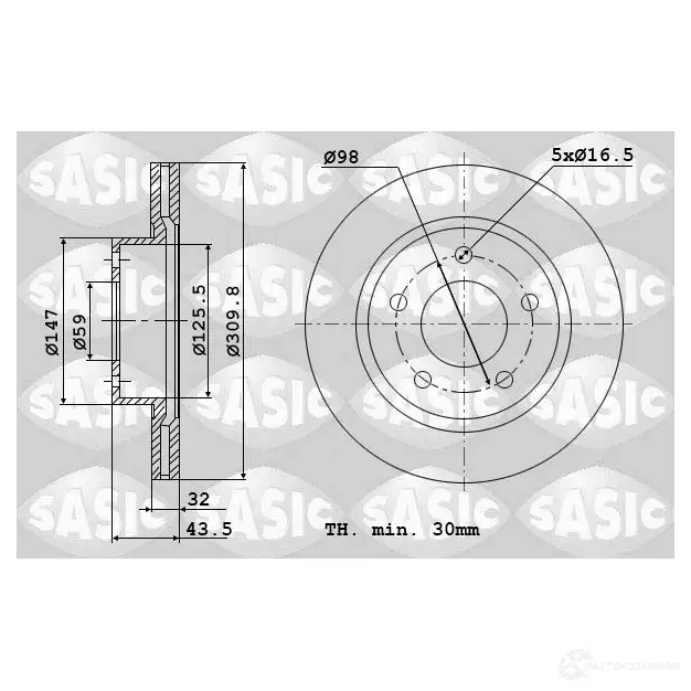 Тормозной диск SASIC PADF Z2X 3660872401175 6100027 2136728 изображение 0