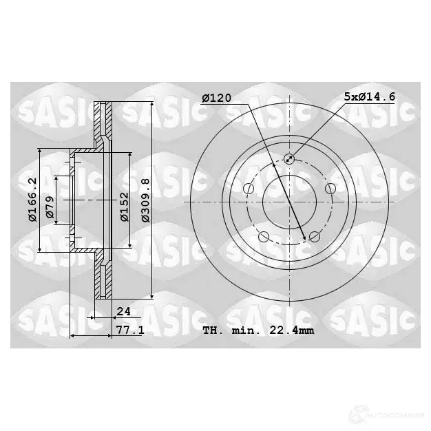 Тормозной диск SASIC 6106192 3660872446725 1222358063 0HT 73