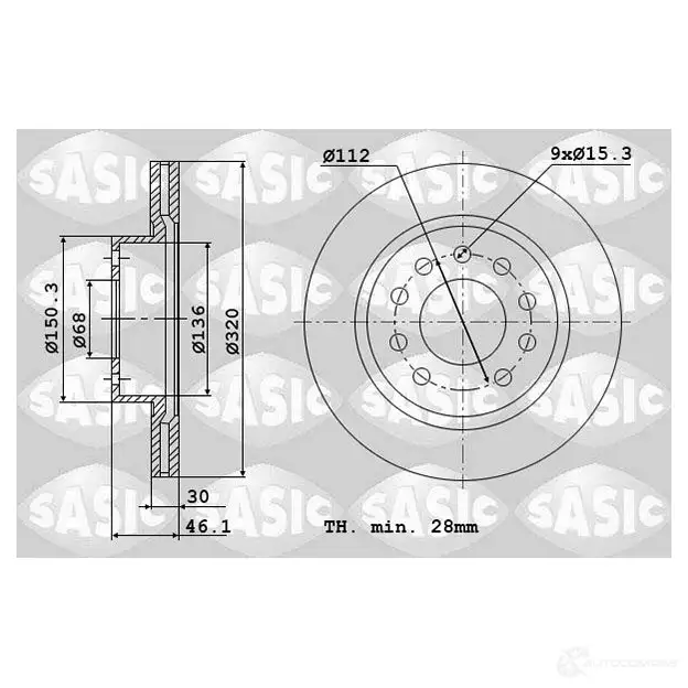 Тормозной диск SASIC 6106034 VGIOL H 2136804 3660872374806 изображение 0