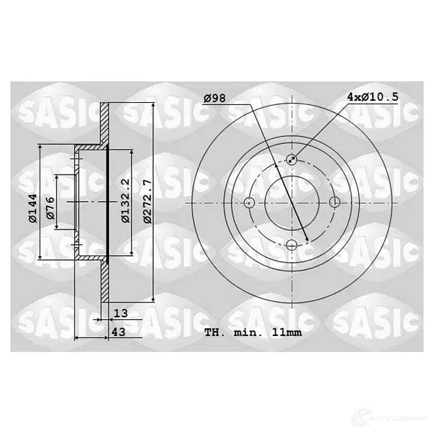 Тормозной диск SASIC UMM H9 2464424J 2132888 3660872306524