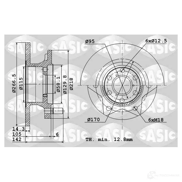 Тормозной диск SASIC 3660872327475 9004293J J 2F6Y 2139903 изображение 0