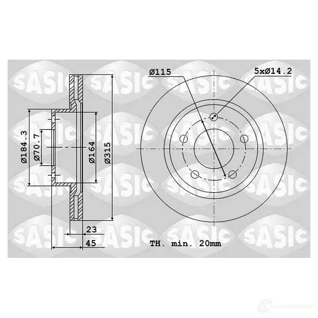 Тормозной диск SASIC 1SES AE 3660872447258 6106257 1222358403