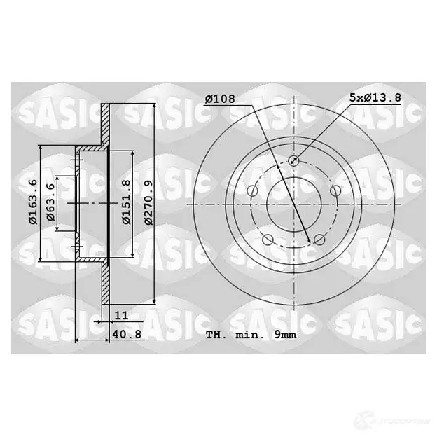 Тормозной диск SASIC 3660872448552 1222358573 EE 7NG9Z 6106297 изображение 0