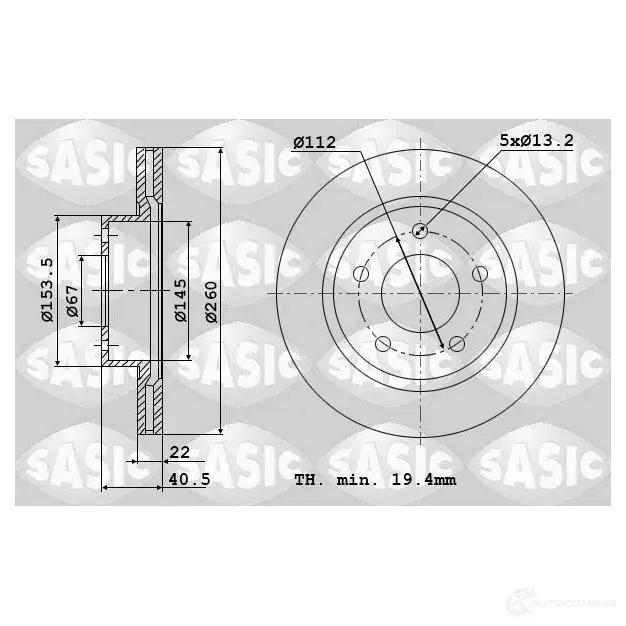 Тормозной диск SASIC 2139966 0 EHMYE 9004558J 3660872328502 изображение 0