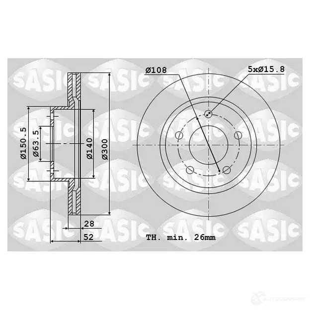 Тормозной диск SASIC 3660872401267 FHSS CN 2136901 6106147 изображение 0