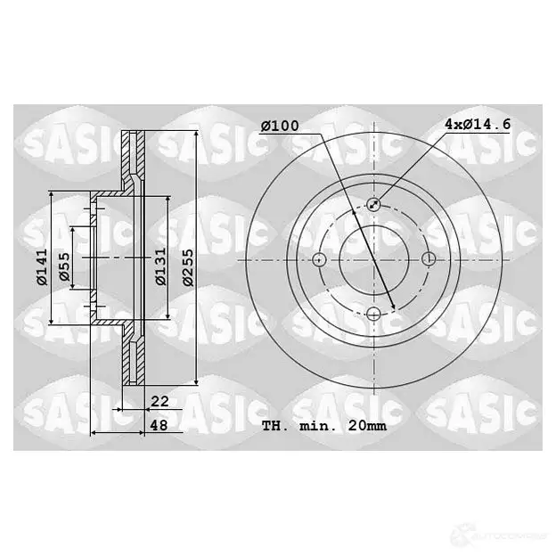 Тормозной диск SASIC 6106060 3660872375032 2136827 T 1XLQ9 изображение 0