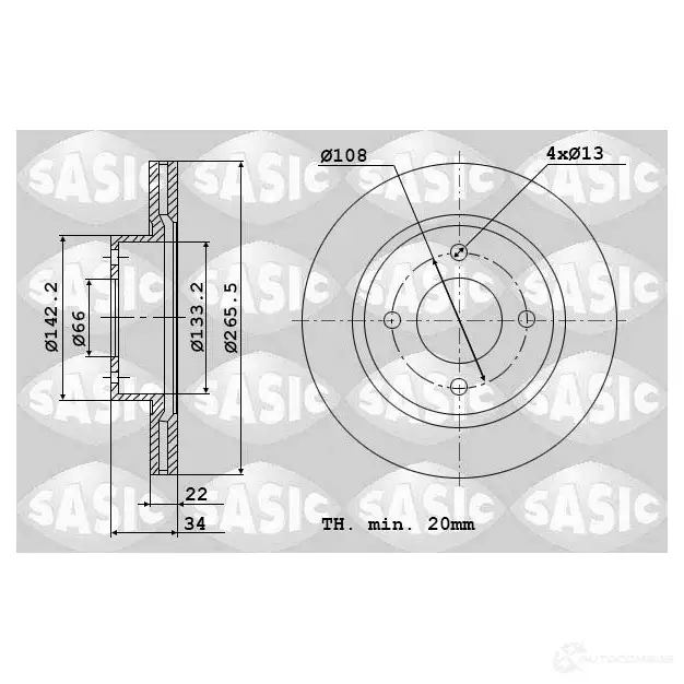 Тормозной диск SASIC 235 39Q 3660872306869 2132921 2464W14J изображение 0