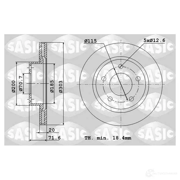 Тормозной диск SASIC 6106020 GQ6 ASE 2136791 3660872374677 изображение 0