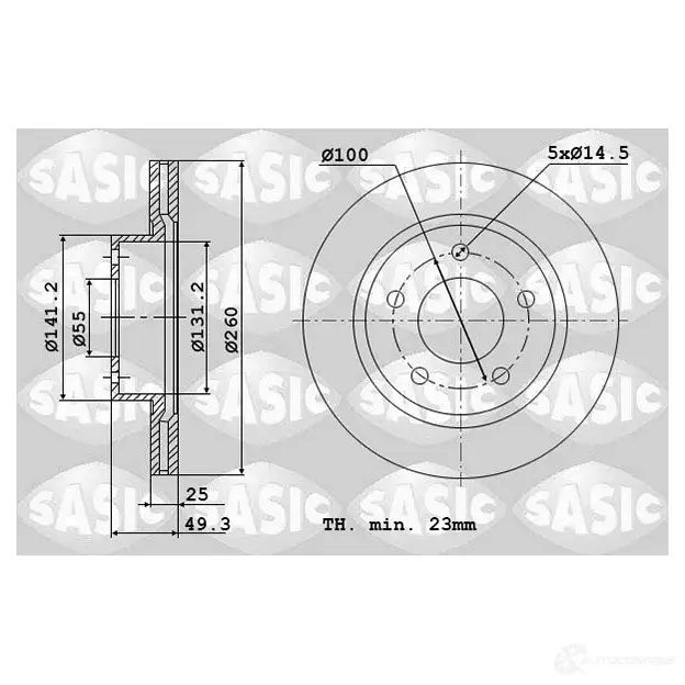 Тормозной диск SASIC 2136829 3660872375056 6106062 J8 A6ZJO изображение 0