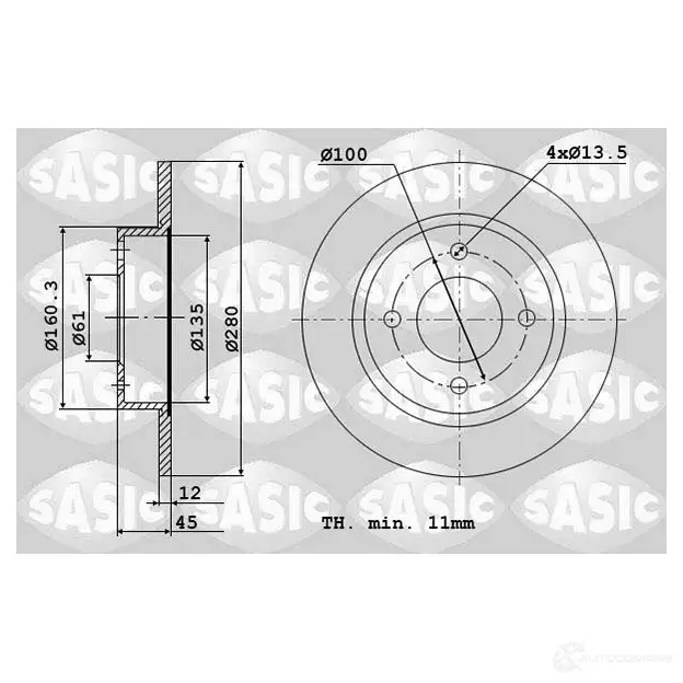 Тормозной диск SASIC 6104016 J465 7C 2136746 3660872375636 изображение 0