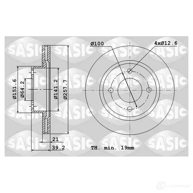 Тормозной диск SASIC 3660872401526 QT ERGGO 6106155 2136909 изображение 0