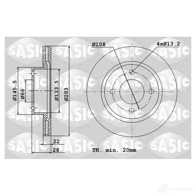 Тормозной диск SASIC 2004287J 3660872305114 2132236 E BUIS изображение 0