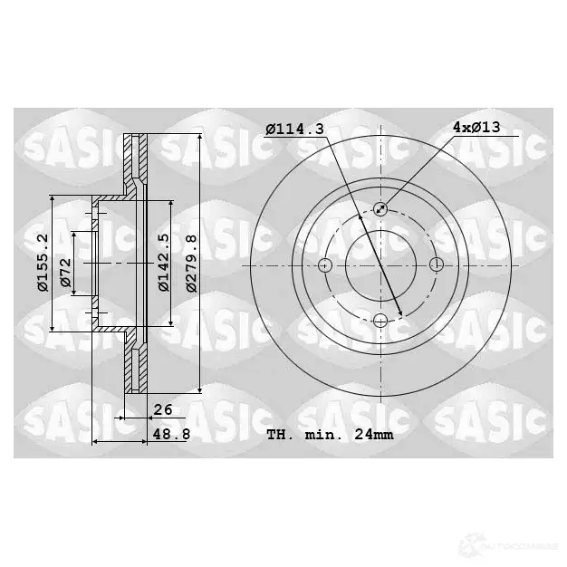 Тормозной диск SASIC 6106233 M FY1Y3 3660872447050 1222358287 изображение 0