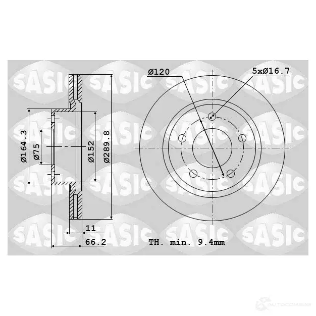 Тормозной диск SASIC 6106191 GK XCXX 3660872446718 1222358061 изображение 0