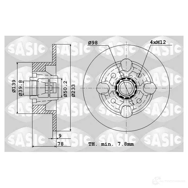 Тормозной диск SASIC 2139890 5NM W4KQ 9004209J