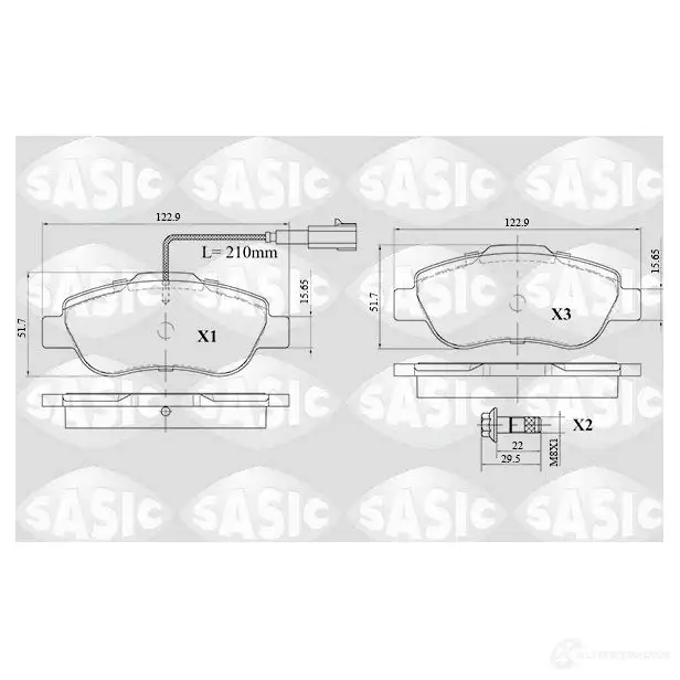 Тормозные колодки дисковые, комплект SASIC 24 072 6216085 YRCDU 1424961573