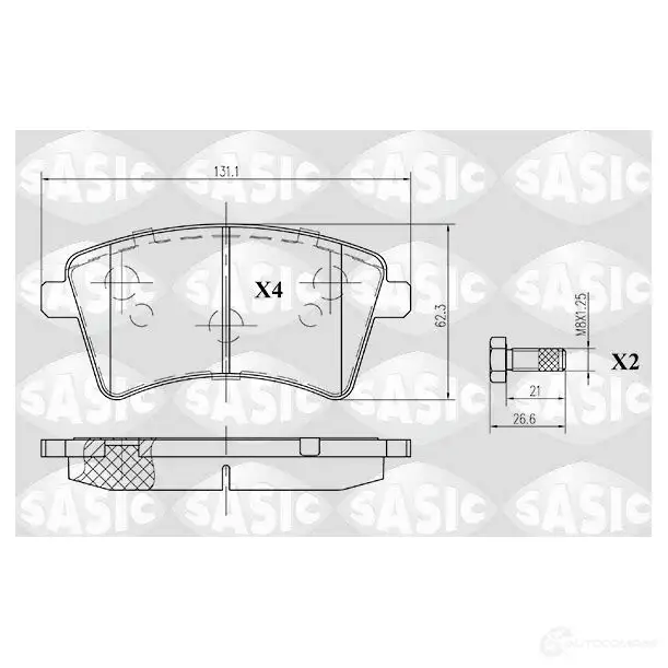 Тормозные колодки дисковые, комплект SASIC DEFU0A 6214016 246 93 2136981 изображение 0