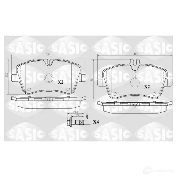 Тормозные колодки дисковые, комплект SASIC 6216031 2137014 BGHV7C 231 44