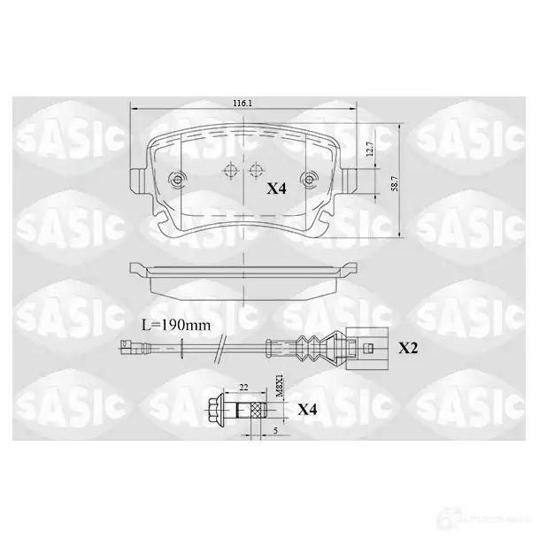 Тормозные колодки дисковые, комплект SASIC ILK0M 1424961575 233 26 6216088