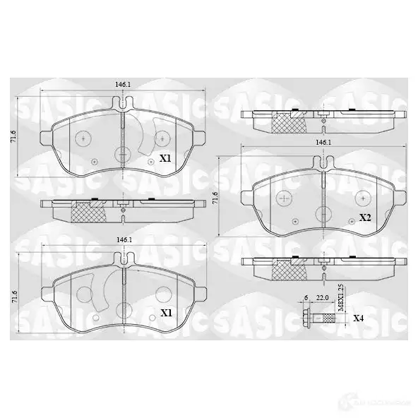 Тормозные колодки дисковые, комплект SASIC 1424961559 2430 6 EKCEO 6216070 изображение 0
