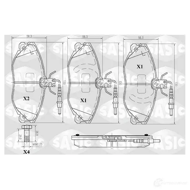 Тормозные колодки дисковые, комплект SASIC 6210005 11H8R 231 25 2136934 изображение 0