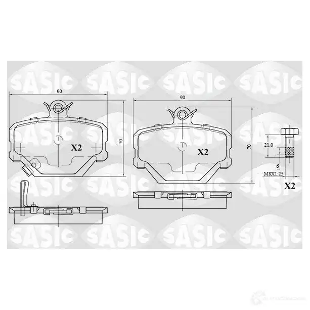 Тормозные колодки дисковые, комплект SASIC 2 1999 23001 1222362215 6216045