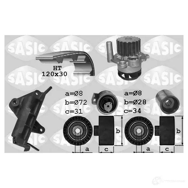 Комплект ремня ГРМ с помпой SASIC 2135288 N EMJ8S 3660872409010 3906021