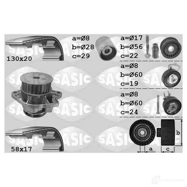 Комплект ремня ГРМ с помпой SASIC 3660872432230 F7UH7 5E 3906061 2135318