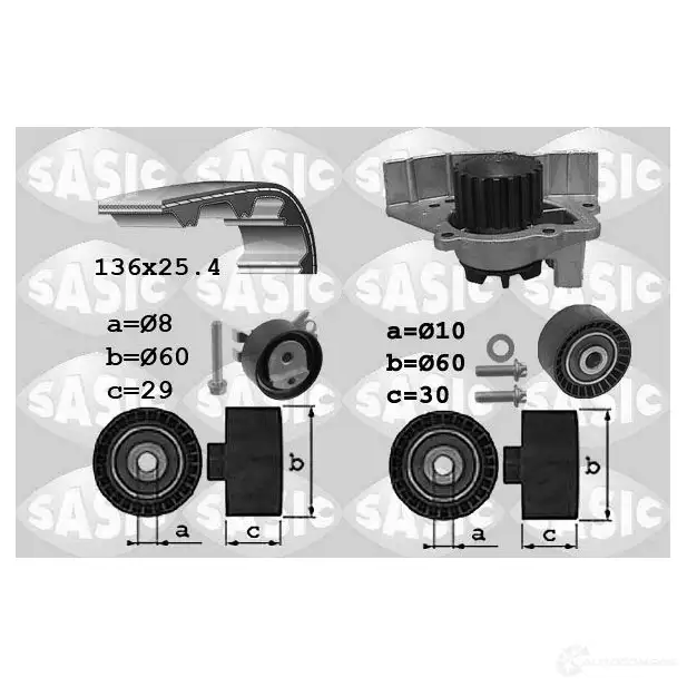 Комплект ремня ГРМ с помпой SASIC 3900034 3660872430915 2135242 OPWYP R изображение 0