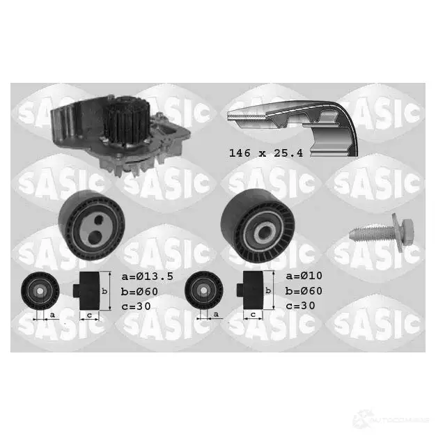 Комплект ремня ГРМ с помпой SASIC 2135214 3900006 T43 L7 3660872394880 изображение 0