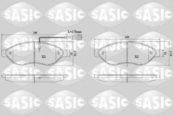 Тормозные колодки дисковые, комплект SASIC 1439899023 6210072 A0B2 CI0