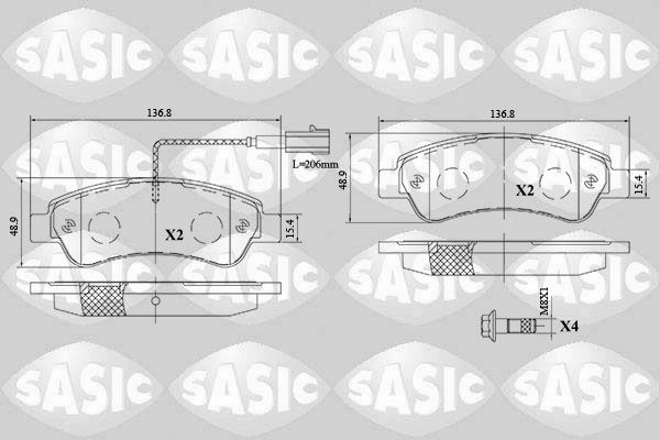 Тормозные колодки дисковые, комплект SASIC 1439899025 1 ONQDX5 6210074