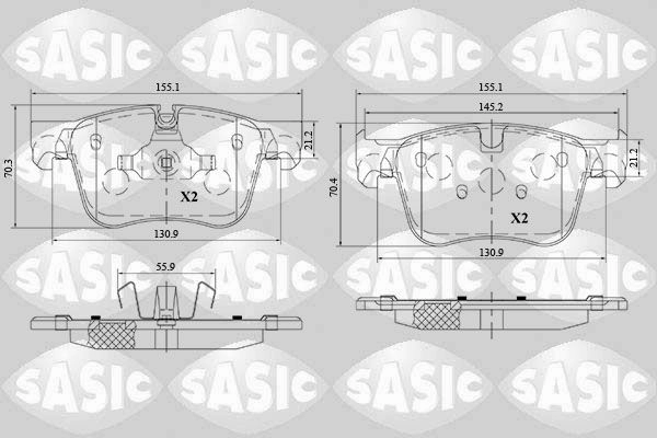 Тормозные колодки дисковые, комплект SASIC 1 B505 6210077 1439899028