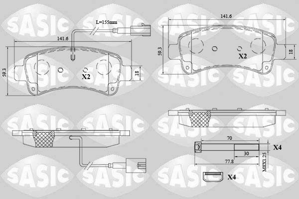 Тормозные колодки дисковые, комплект SASIC 1439899040 WM5 NQ 6210091