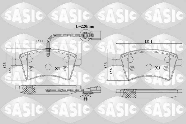 Тормозные колодки дисковые, комплект SASIC 9ZHNPR J 1439899050 6214043