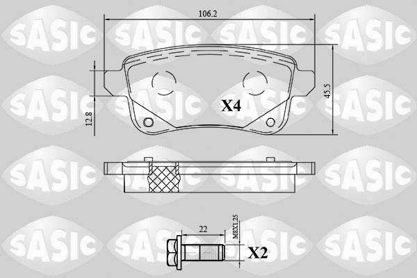 Тормозные колодки дисковые, комплект SASIC 1439899053 6214047 LZF4D JR
