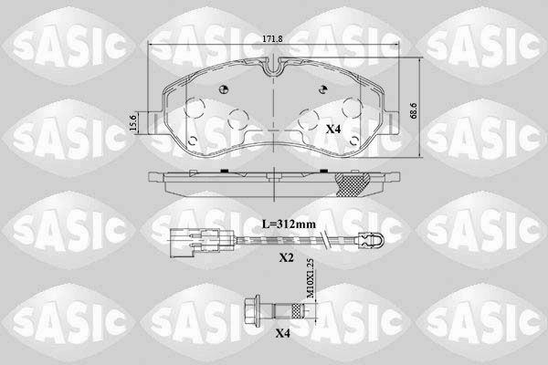 Тормозные колодки дисковые, комплект SASIC 8VT 5EOR 6216155 1439899060