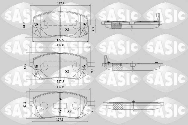 Тормозные колодки дисковые, комплект SASIC DXDG9 6 1439899061 6216157
