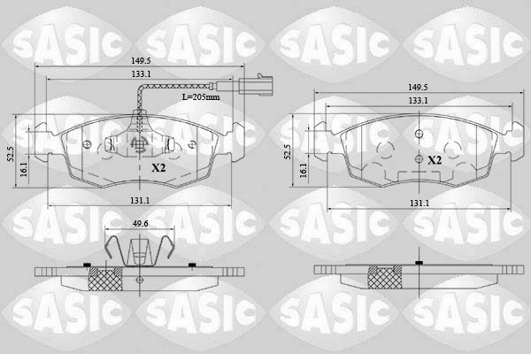 Тормозные колодки дисковые, комплект SASIC 6216171 ORV9 EC4 1439899074