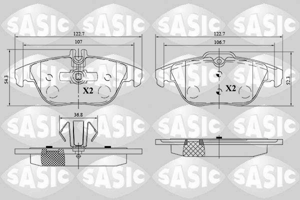 Тормозные колодки дисковые, комплект SASIC 6216185 1439899087 4J 1WT