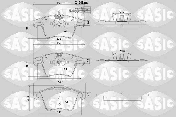 Тормозные колодки дисковые, комплект SASIC 6216188 1439899089 CXD3 97