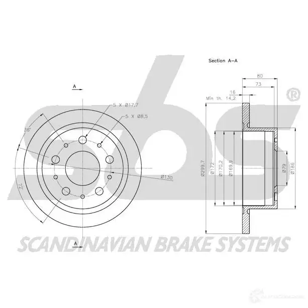 Тормозной диск SBS 1815311946 ZR DZ3T 5700755266120 2393217 изображение 2