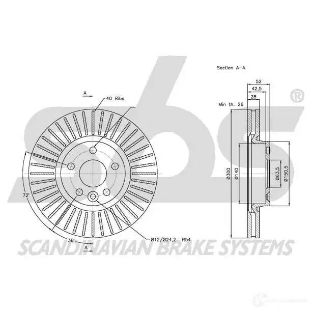 Тормозной диск SBS 5700755002360 1815202573 2391777 CDU4OR C изображение 2