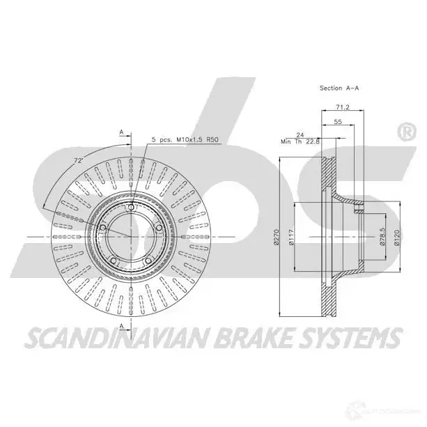 Тормозной шланг SBS 8YZ M8QH 2386212 1330852571 - Изображение 1