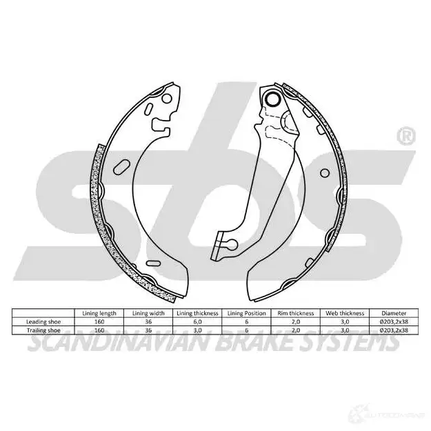 Барабанные тормозные колодки, комплект SBS 2G8PJ I3 18492725536 5700755010433 2397585 изображение 1