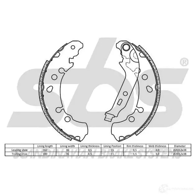 Барабанные тормозные колодки, комплект SBS IGZKH6 O 2397878 5700755230039 18492745781 изображение 1