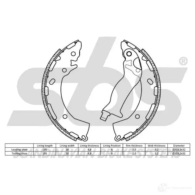 Барабанные тормозные колодки, комплект SBS 2397740 18492735828 5700755262702 XR LDI изображение 1